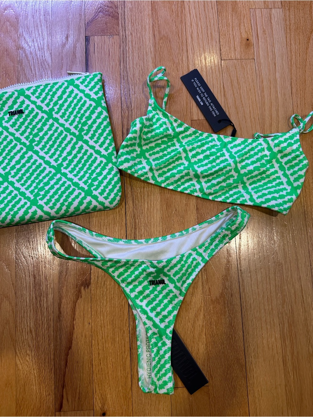 NWT Triangl Mica Keni Cheekiest Bikini Green and White size Small